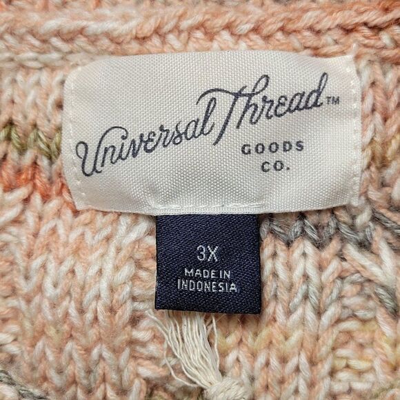 UniversalâThreadâCream CableâKnitâSweaterâwithâKnotâAccentâSzâ3X - Picture 6 of 9